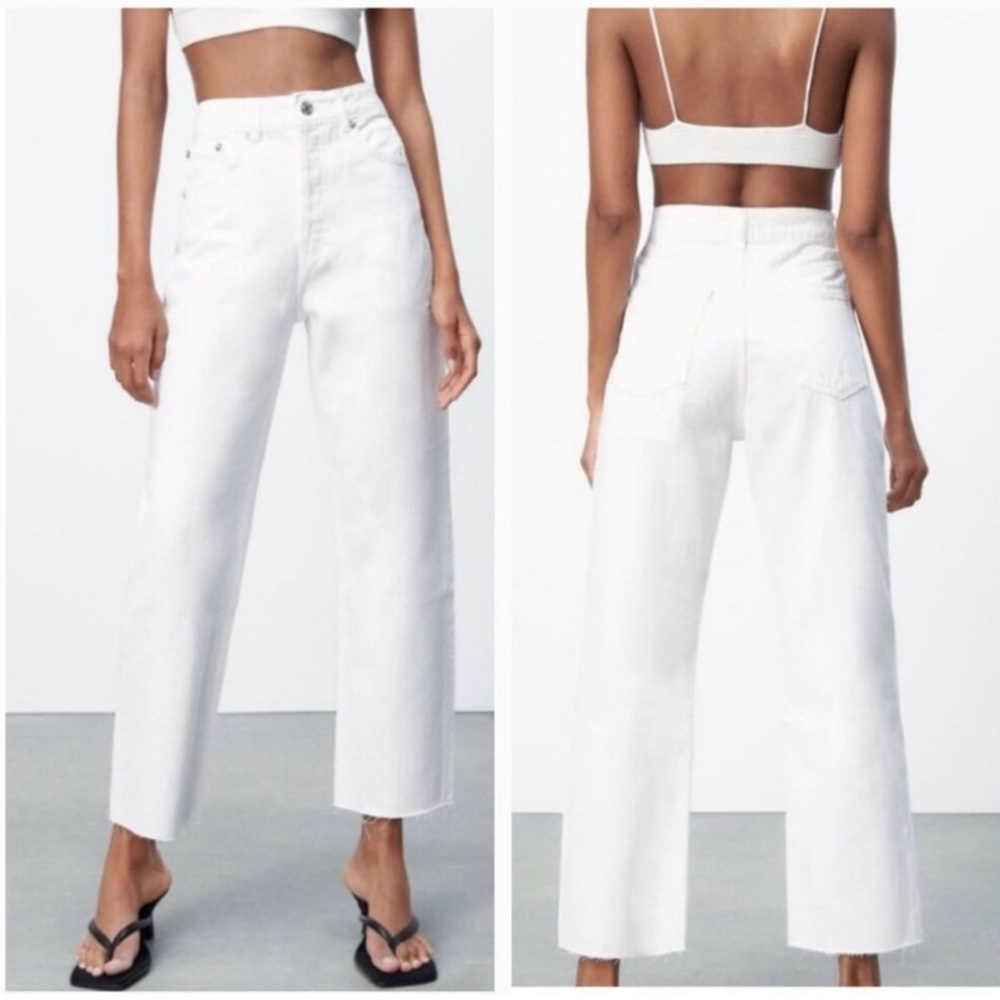 Zara White Boot Cut Jeans High-Rise